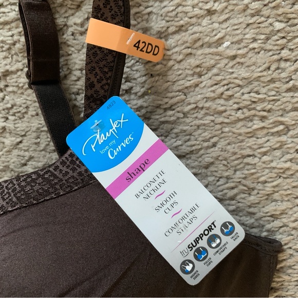 Playtex Love My Curves Brown Balconette Neckline Underwire Style 4823 Size 42DD - Picture 3 of 11